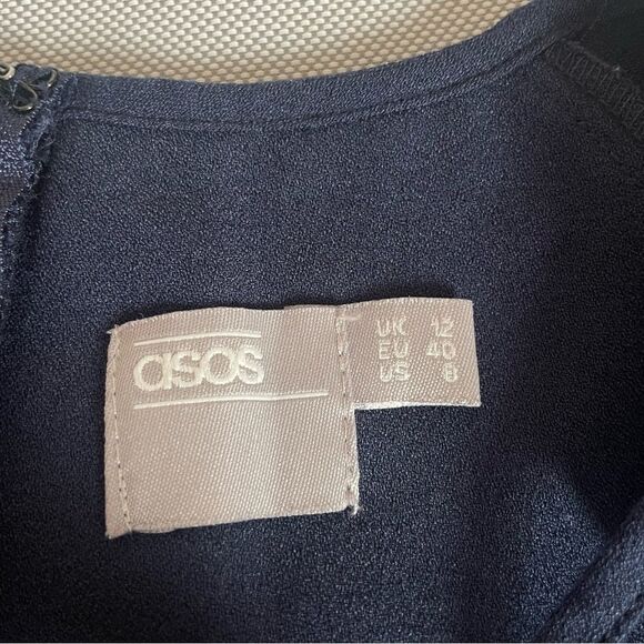 ASOS Navy Blue Viscose Blend Dress Women’s Size 12 - Picture 7 of 9